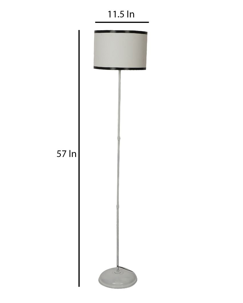 Uplifted Foldable Design White Iron Floor Lamp with Cotton Shade | Bulb Not Included | 12 x 57 inches