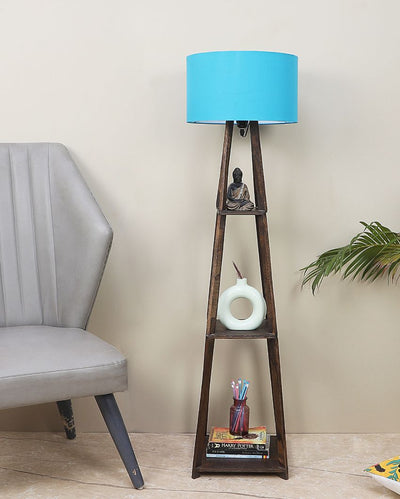 Three-Tiers Design Wooden Floor Lamp with Cotton Shade | Bulb Not Included | 14 x 14 x 52 inches