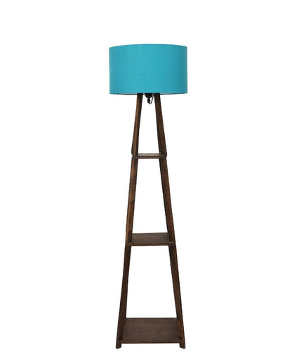 Three-Tiers Design Wooden Floor Lamp with Cotton Shade | Bulb Not Included | 14 x 14 x 52 inches