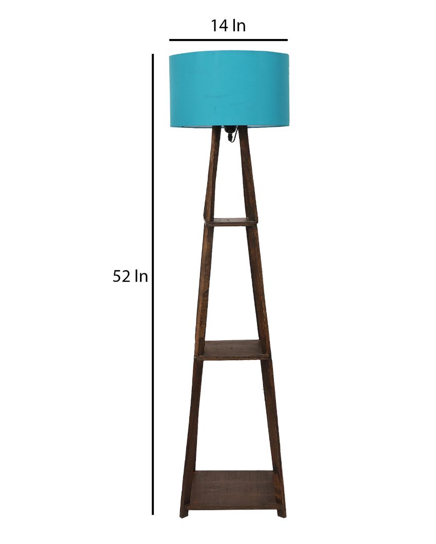 Three-Tiers Design Wooden Floor Lamp with Cotton Shade | Bulb Not Included | 14 x 14 x 52 inches