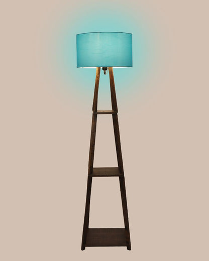 Three-Tiers Design Wooden Floor Lamp with Cotton Shade | Bulb Not Included | 14 x 14 x 52 inches