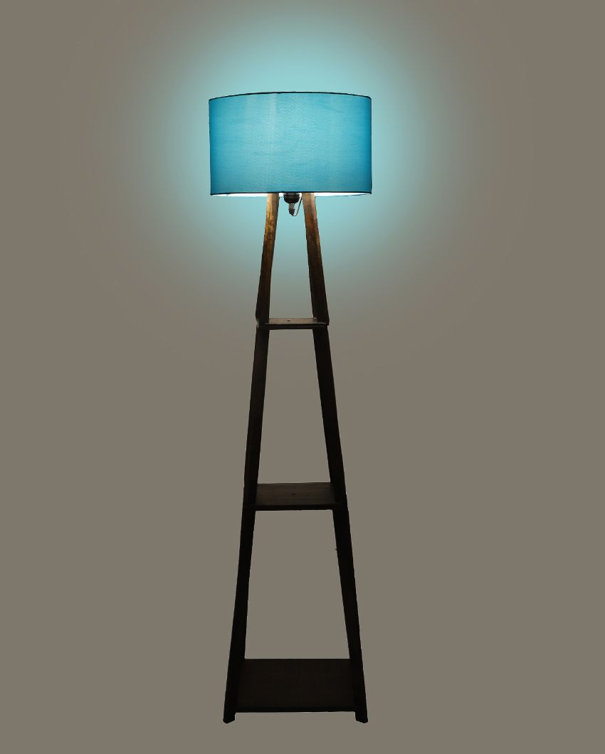 Three-Tiers Design Wooden Floor Lamp with Cotton Shade | Bulb Not Included | 14 x 14 x 52 inches