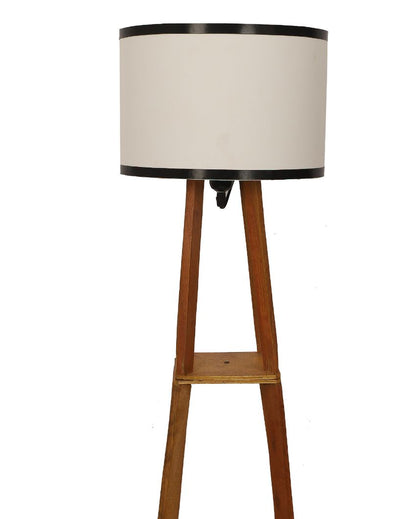 Towering Foldable Design White Wooden Floor Lamp with Cotton Shade | Bulb Not Included | 14 x 14 x 52 inches