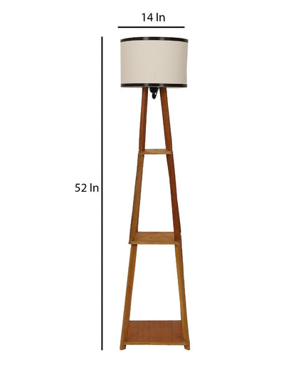 Towering Foldable Design White Wooden Floor Lamp with Cotton Shade | Bulb Not Included | 14 x 14 x 52 inches