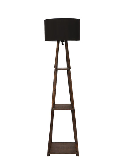 Three-Tiers Design Wooden Floor Lamp with Cotton Shade | Bulb Not Included | 14 x 14 x 52 inches