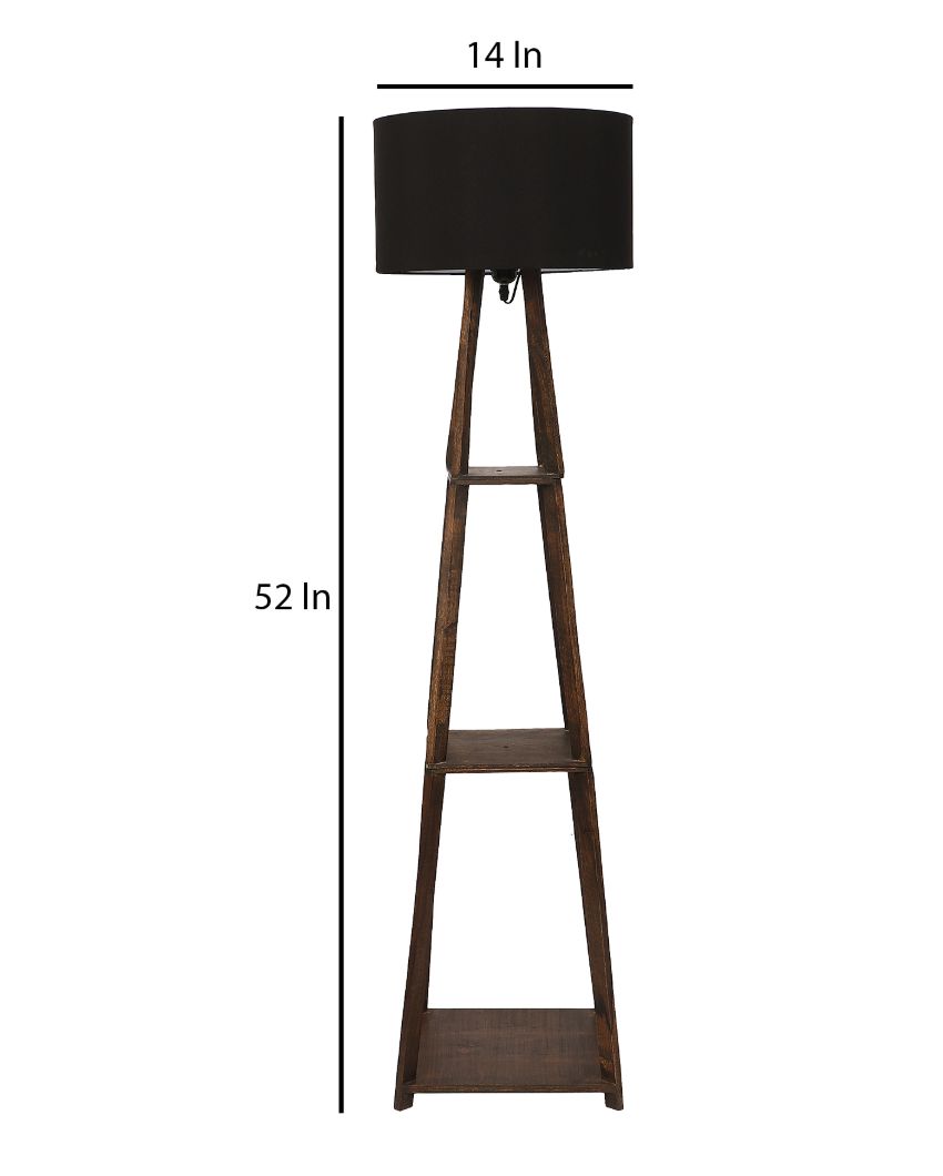 Three-Tiers Design Wooden Floor Lamp with Cotton Shade | Bulb Not Included | 14 x 14 x 52 inches