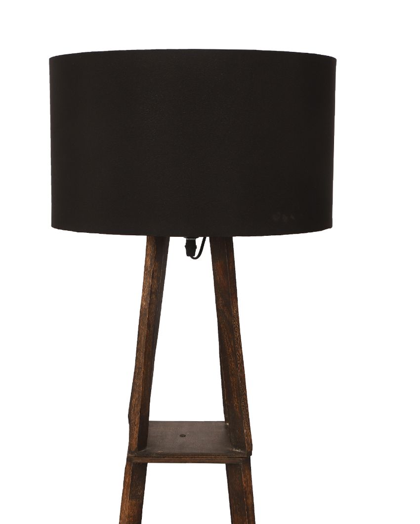 Three-Tiers Design Wooden Floor Lamp with Cotton Shade | Bulb Not Included | 14 x 14 x 52 inches