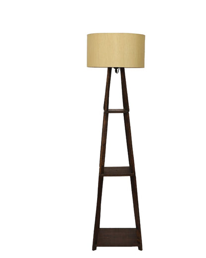 Three-Tiers Design Wooden Floor Lamp with Cotton Shade | Bulb Not Included | 14 x 14 x 52 inches