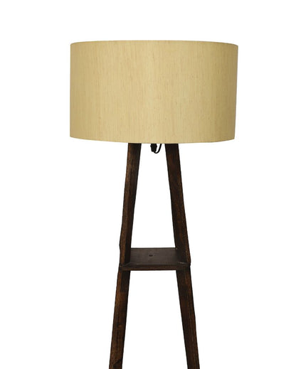 Three-Tiers Design Wooden Floor Lamp with Cotton Shade | Bulb Not Included | 14 x 14 x 52 inches