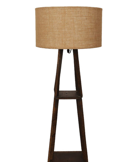 Three-Tiers Design Wooden Floor Lamp with Jute Shade | Bulb Not Included | 14 x 14 x 52 inches