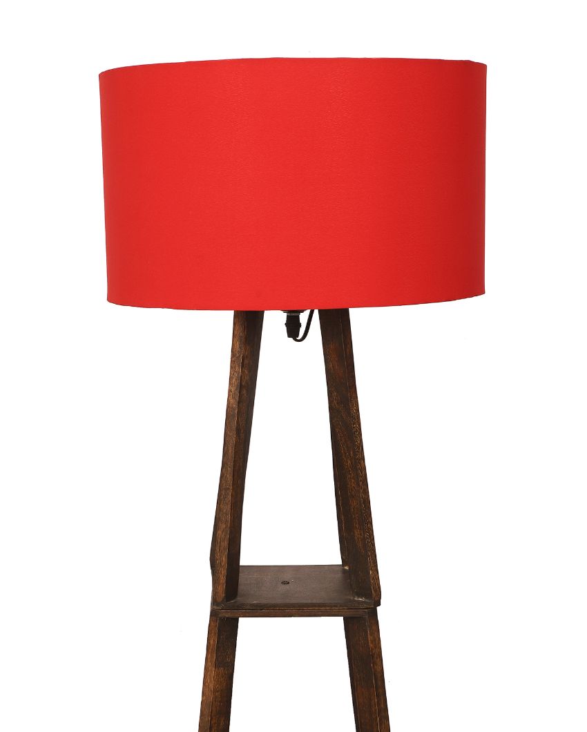 Three-Tiers Design Wooden Floor Lamp with Cotton Shade | Bulb Not Included | 14 x 14 x 52 inches