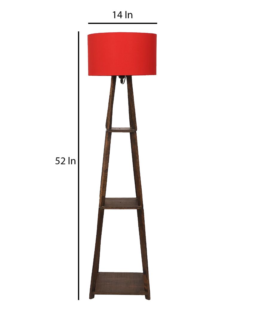 Three-Tiers Design Wooden Floor Lamp with Cotton Shade | Bulb Not Included | 14 x 14 x 52 inches