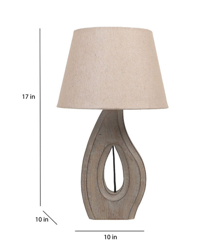 Trendy Wooden Table Lamp with Off-White Jute Shade | Bulb Not Included | 10 x 17 inches