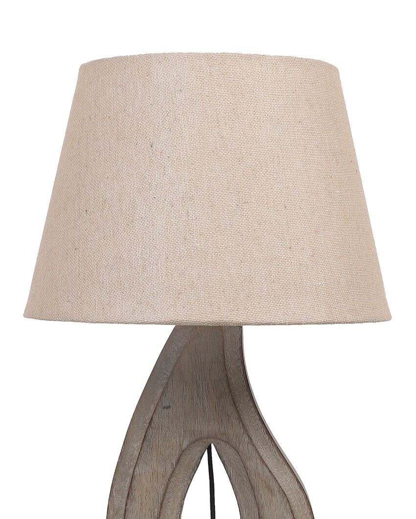 Trendy Wooden Table Lamp with Off-White Jute Shade | Bulb Not Included | 10 x 17 inches