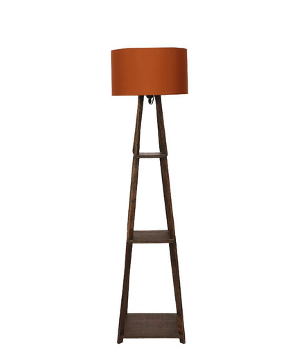 Three-Tiers Design Wooden Floor Lamp with Cotton Shade | Bulb Not Included | 14 x 14 x 52 inches