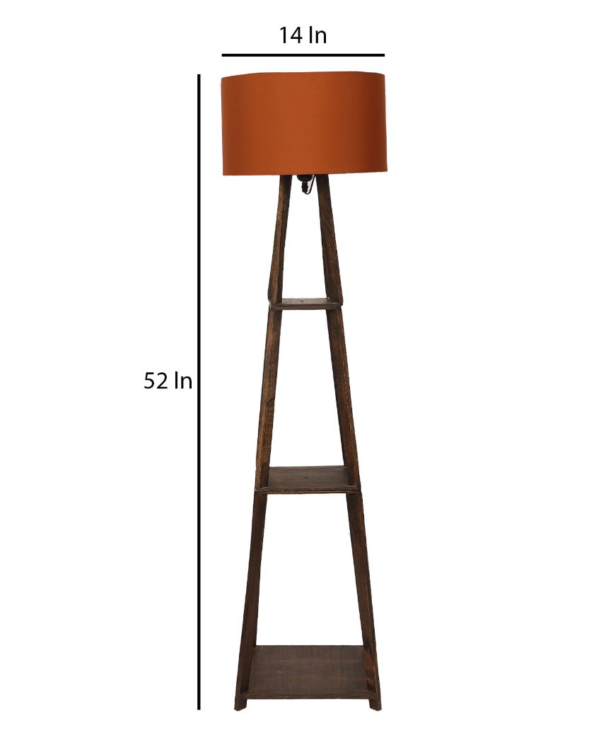 Three-Tiers Design Wooden Floor Lamp with Cotton Shade | Bulb Not Included | 14 x 14 x 52 inches