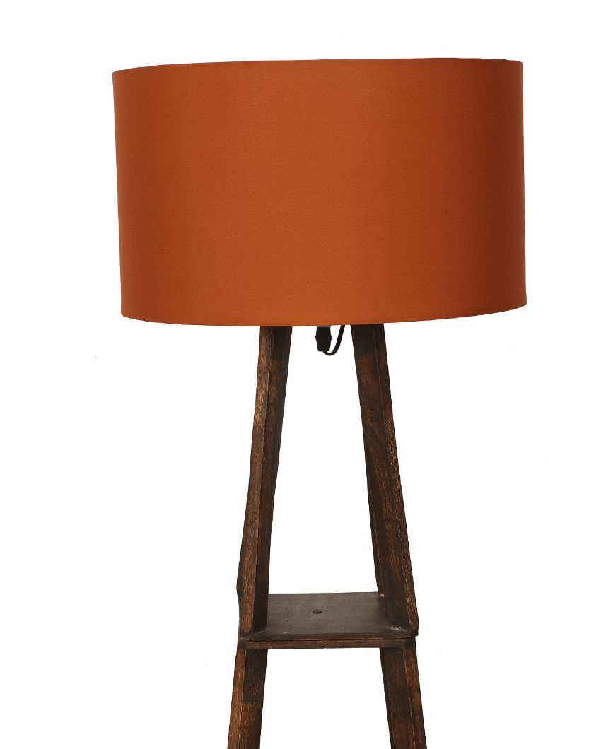 Three-Tiers Design Wooden Floor Lamp with Cotton Shade | Bulb Not Included | 14 x 14 x 52 inches