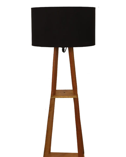 Sky-High Three-Tiers Design Wooden Floor Lamp with Cotton Shade | Bulb Not Included | 14 x 14 x 52 inches