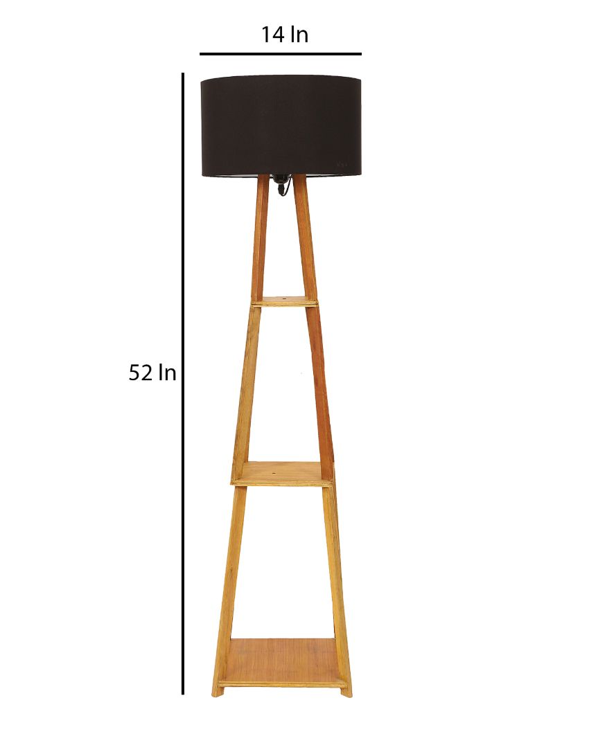 Sky-High Three-Tiers Design Wooden Floor Lamp with Cotton Shade | Bulb Not Included | 14 x 14 x 52 inches