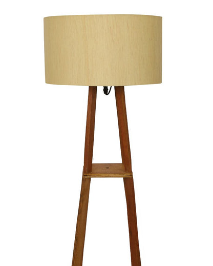 Sky-High Three-Tiers Design Wooden Floor Lamp with Cotton Shade | Bulb Not Included | 14 x 14 x 52 inches