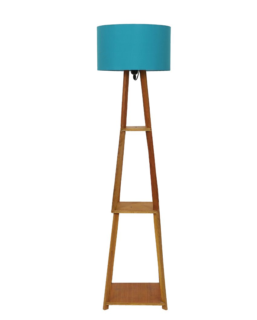 Sky-High Three-Tiers Design Wooden Floor Lamp with Cotton Shade | Bulb Not Included | 14 x 14 x 52 inches