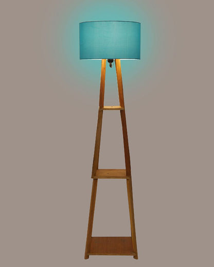 Sky-High Three-Tiers Design Wooden Floor Lamp with Cotton Shade | Bulb Not Included | 14 x 14 x 52 inches