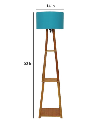 Sky-High Three-Tiers Design Wooden Floor Lamp with Cotton Shade | Bulb Not Included | 14 x 14 x 52 inches