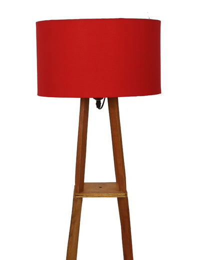 Sky-High Three-Tiers Design Wooden Floor Lamp with Cotton Shade | Bulb Not Included | 14 x 14 x 52 inches