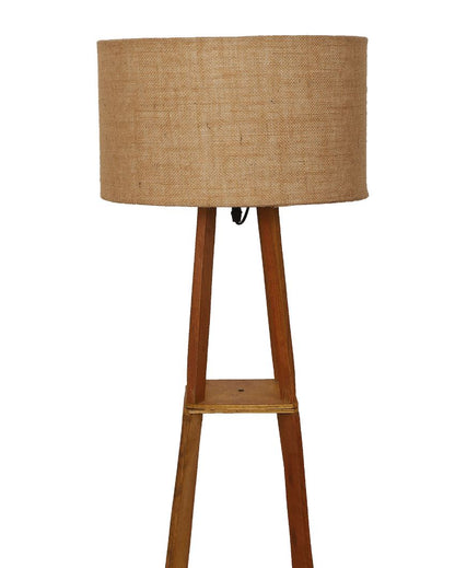 Decorative Three-Tiers Design Wooden Floor Lamp with Jute Shade | Bulb Not Included | 14 x 14 x 52 inches