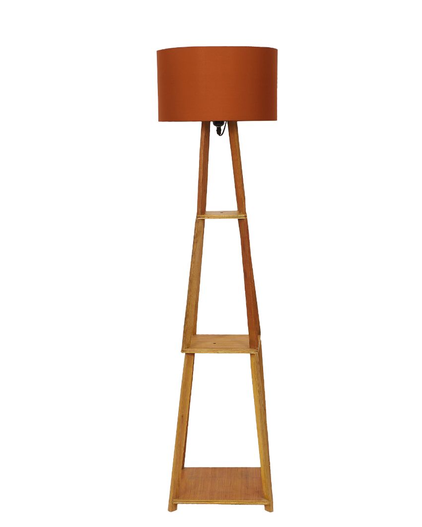 Sky-High Three-Tiers Design Wooden Floor Lamp with Cotton Shade | Bulb Not Included | 14 x 14 x 52 inches