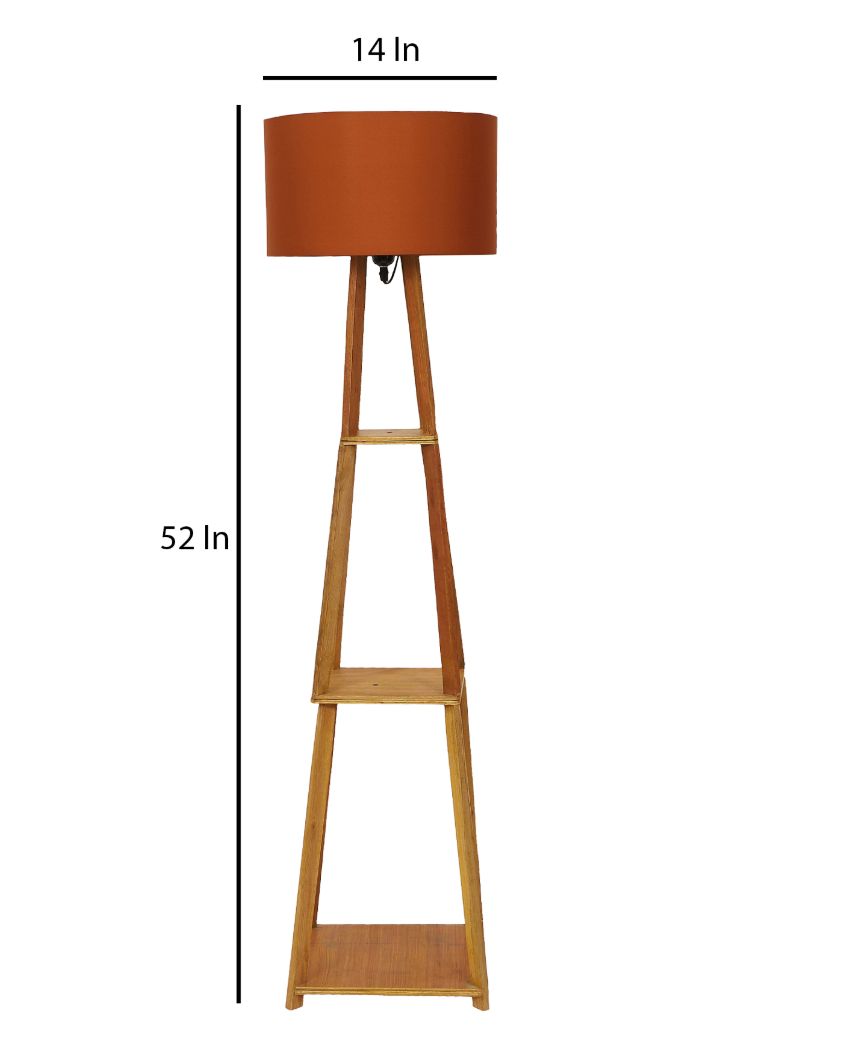 Sky-High Three-Tiers Design Wooden Floor Lamp with Cotton Shade | Bulb Not Included | 14 x 14 x 52 inches