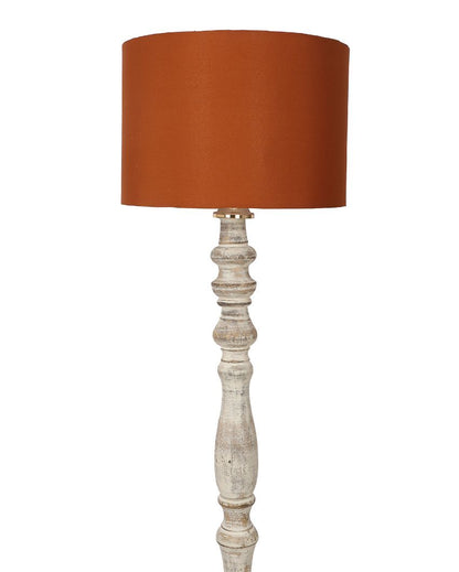 Sleek Design Wooden Floor Lamp with Cotton Shade | Bulb Not Included | 12 x 56 inches