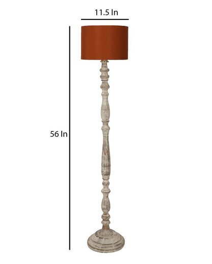 Sleek Design Wooden Floor Lamp with Cotton Shade | Bulb Not Included | 12 x 56 inches