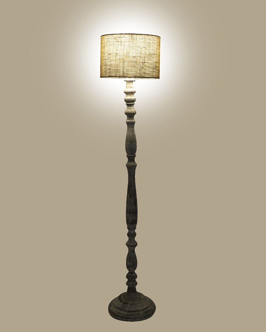 Classy Design Wooden Floor Lamp with Jute Shade | Bulb Not Included | 12 x 56 inches