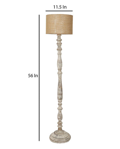 Classy Design Wooden Floor Lamp with Jute Shade | Bulb Not Included | 12 x 56 inches