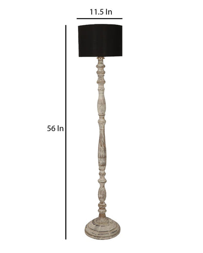 Sleek Design Wooden Floor Lamp with Cotton Shade | Bulb Not Included | 12 x 56 inches