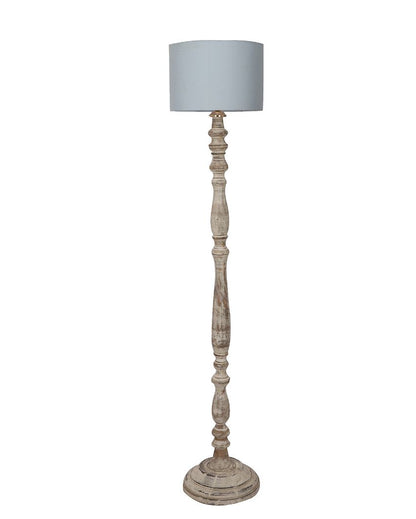 Sleek Design Wooden Floor Lamp with Cotton Shade | Bulb Not Included | 12 x 56 inches