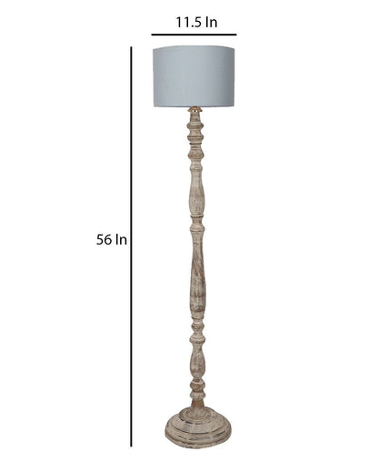 Sleek Design Wooden Floor Lamp with Cotton Shade | Bulb Not Included | 12 x 56 inches