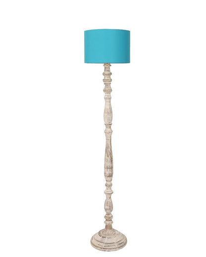 Sleek Design Wooden Floor Lamp with Cotton Shade | Bulb Not Included | 12 x 56 inches