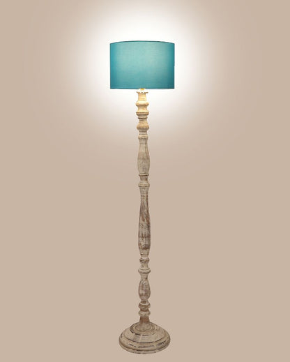 Sleek Design Wooden Floor Lamp with Cotton Shade | Bulb Not Included | 12 x 56 inches