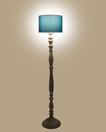 Sleek Design Wooden Floor Lamp with Cotton Shade | Bulb Not Included | 12 x 56 inches