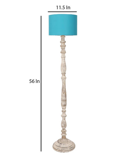 Sleek Design Wooden Floor Lamp with Cotton Shade | Bulb Not Included | 12 x 56 inches