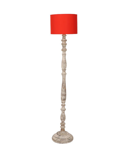 Sleek Design Wooden Floor Lamp with Cotton Shade | Bulb Not Included | 12 x 56 inches