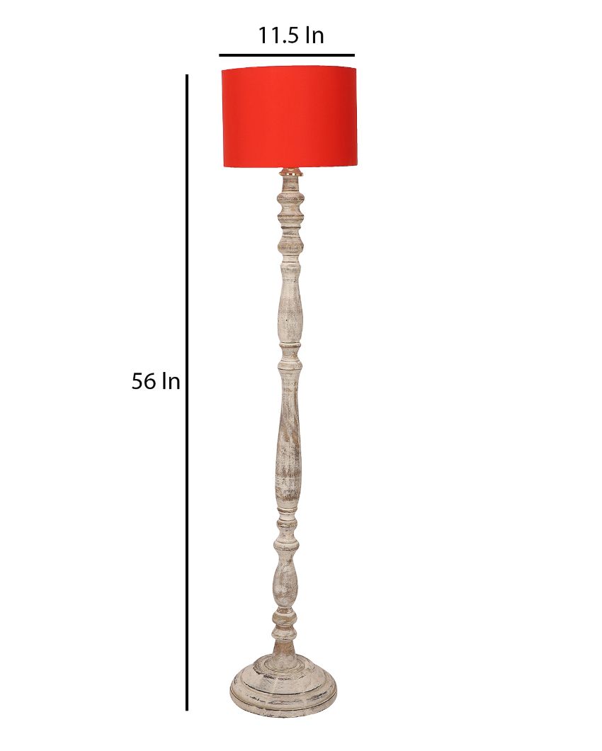 Sleek Design Wooden Floor Lamp with Cotton Shade | Bulb Not Included | 12 x 56 inches