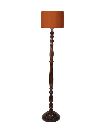 Artesian Mango Wood Floor Lamp with Cotton Shade | Bulb Not Included | 12 x 56 inches