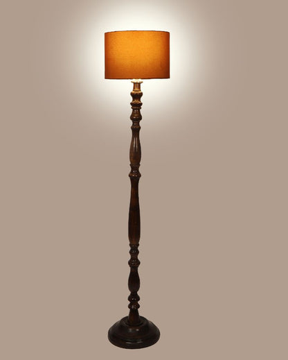 Artesian Mango Wood Floor Lamp with Cotton Shade | Bulb Not Included | 12 x 56 inches