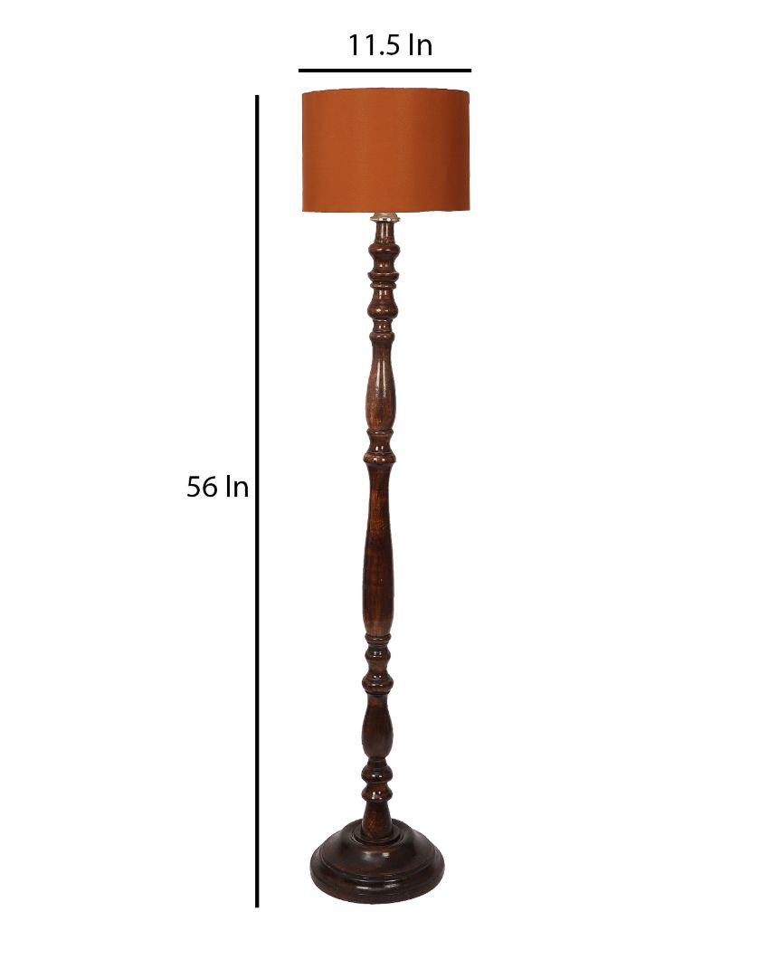 Artesian Mango Wood Floor Lamp with Cotton Shade | Bulb Not Included | 12 x 56 inches