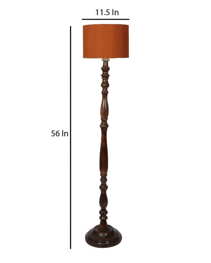 Artesian Mango Wood Floor Lamp with Cotton Shade | Bulb Not Included | 12 x 56 inches