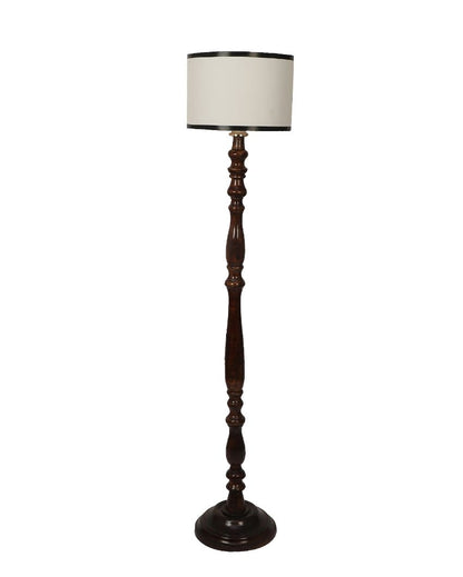 Traditional Wooden Floor Lamp with Cotton Dual Shade | Bulb Not Included | 12 x 56 inches