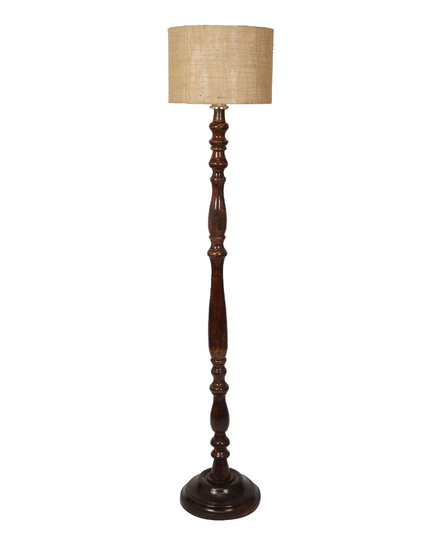 Lofty Design Mango Wood Floor Lamp with Jute Shade | Bulb Not Included | 12 x 56 inches